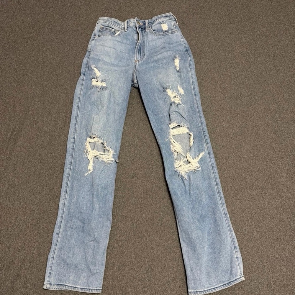 Hollister Light Blue Distressed Straight Leg Jeans
